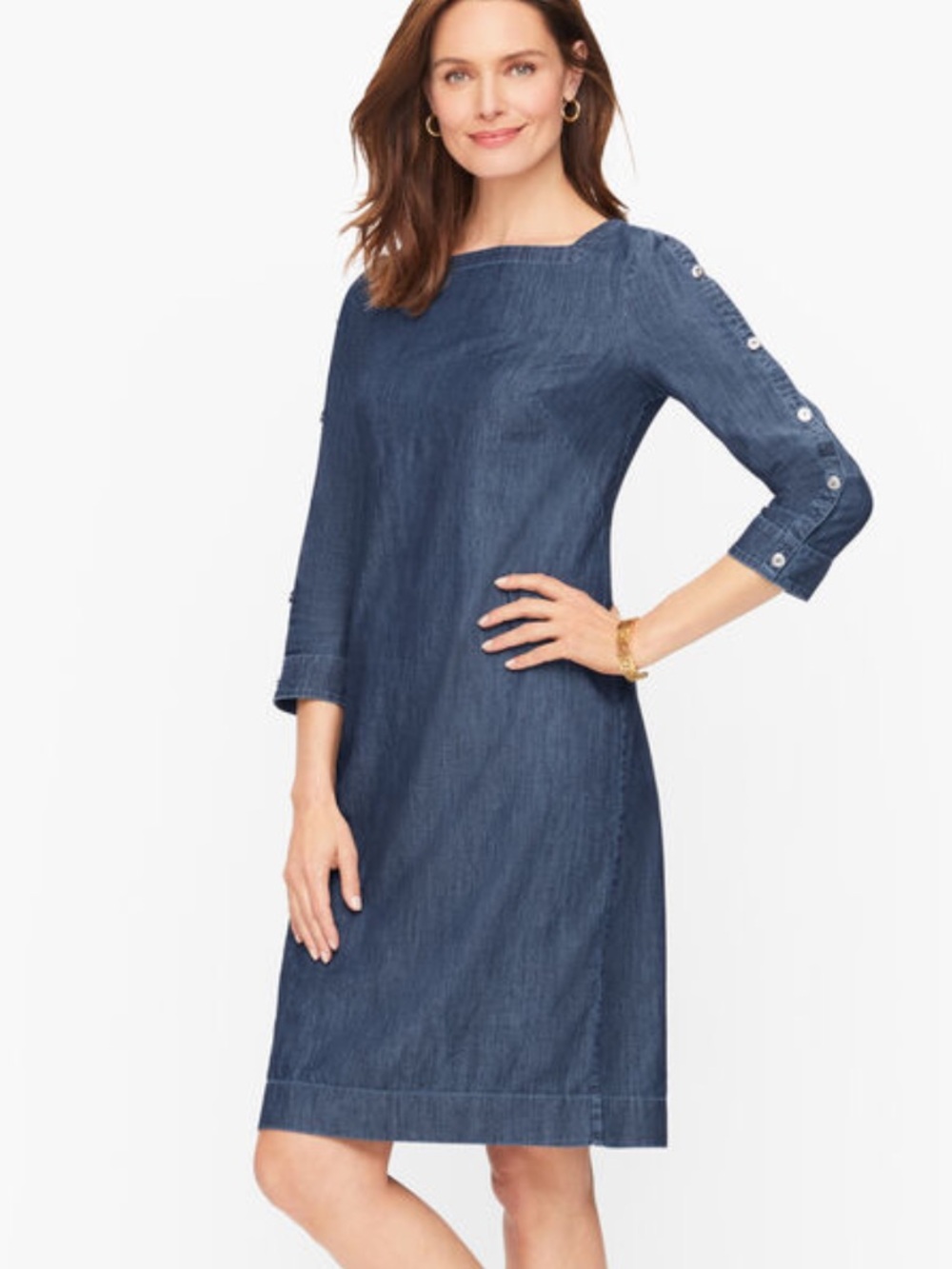 Talbots Striated Denim Chambray Shift Dress